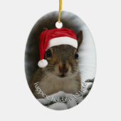 Dated Santa Squirrel™ Frohste Ferien Keramik Ornament (Vorne)