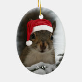 Dated Santa Squirrel™ Frohste Ferien Keramik Ornament (Hinten)