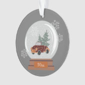 Dated Snow Globe with Red Car & Tree, Personalisie Ornament (Vorderseite)