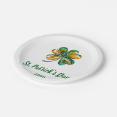 Dated St. Patrick's Day Kleeblatt Pappteller (Schrägansicht)