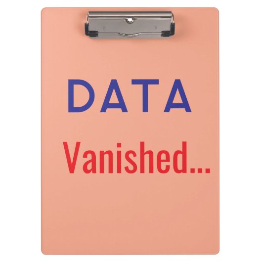 Daten verschwanden Text Teppiche Klemmbrett (Vorderseite)