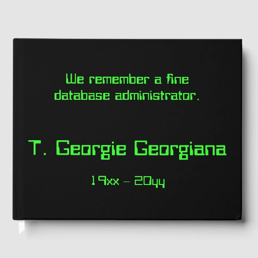 Datenbank Administrator Condolences Guestbook Gästebuch (Vorderseite)