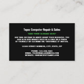 Datenbildschirm, Informationstechnologie, Computer Visitenkarte (Rückseite)