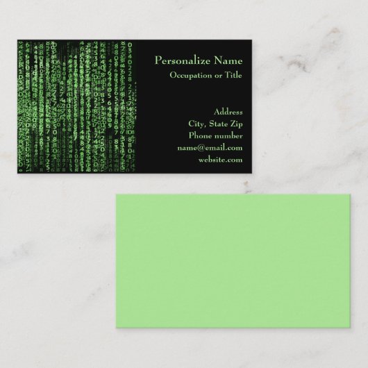 Datenmatrix des Computerprogramms Visitenkarte (Vorne/Hinten)