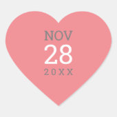 DATENSTACK Einfache moderne Art niedliche Korallen Herz-Aufkleber (Vorderseite)