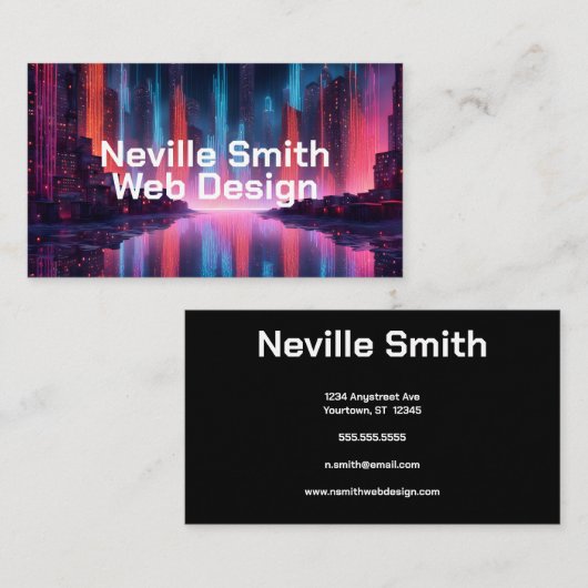 Datenströme im City Web Designer High Tech Visitenkarte (Vorne/Hinten)