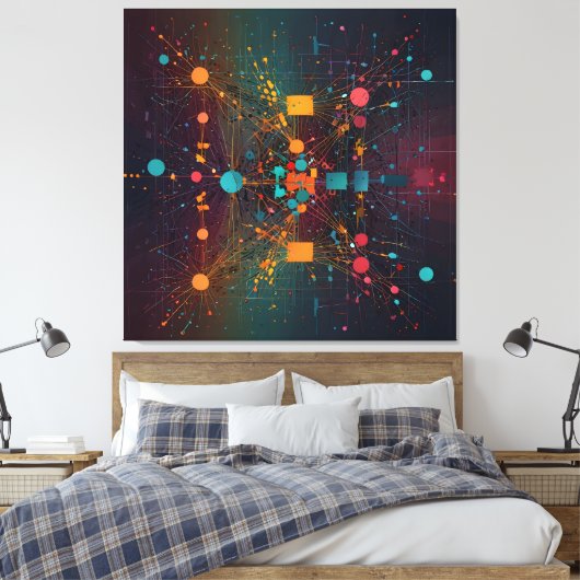 Datenströme miteinander verwoben leinwanddruck (Insitu (Schlafzimmer))