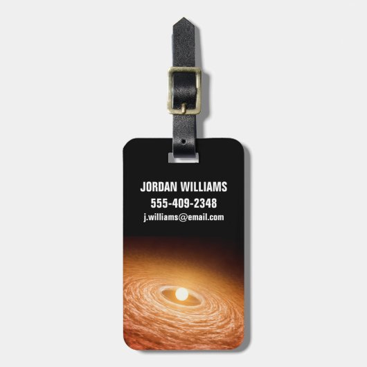 Datenträger von Material umgeben Star Fu Orionis. Gepäckanhänger (Vorderseite vertikal)