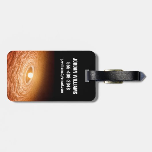 Datenträger von Material umgeben Star Fu Orionis. Gepäckanhänger (Rückseite horizontal)