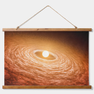 Datenträger von Material umgeben Star Fu Orionis. Wandteppich Mit Holzrahmen