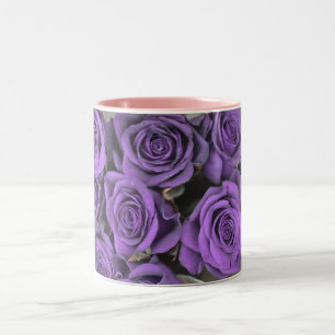 datieren lila Rosen-Rosen des Blumenstraußes uAwg Zweifarbige Tasse