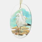 Datiert, Aquarellmöwe, Strand, Küste, Vogelgetreid Keramik Ornament (Links)