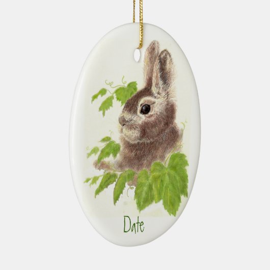 Datiert, Custom Bunny Rabbit Ziertier Keramik Ornament (Rechts)