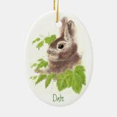 Datiert, Custom Bunny Rabbit Ziertier Keramik Ornament (Hinten)
