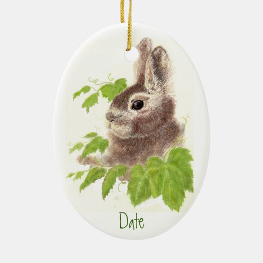 Datiert, Custom Bunny Rabbit Ziertier Keramik Ornament (Hinten)