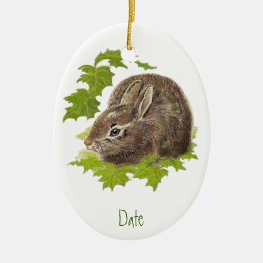 Datiert, Custom Bunny Rabbit Ziertier Keramikornament (Vorne)
