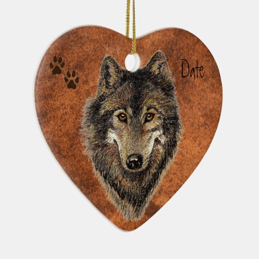 Datiert Custom, Wolf, Wölfe & Tracks Animal Keramikornament (Rechts)