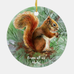 Datiert von allen uns Nuts Weihnachts Eichhörnchen Keramikornament