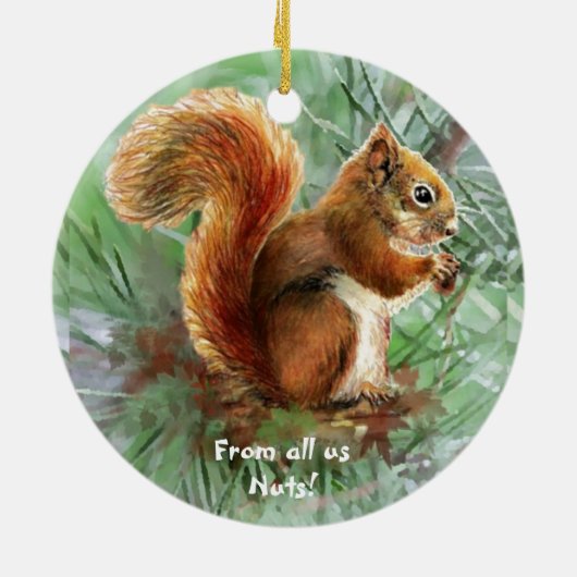 Datiert von allen uns Nuts Weihnachts Eichhörnchen Keramikornament (Hinten)