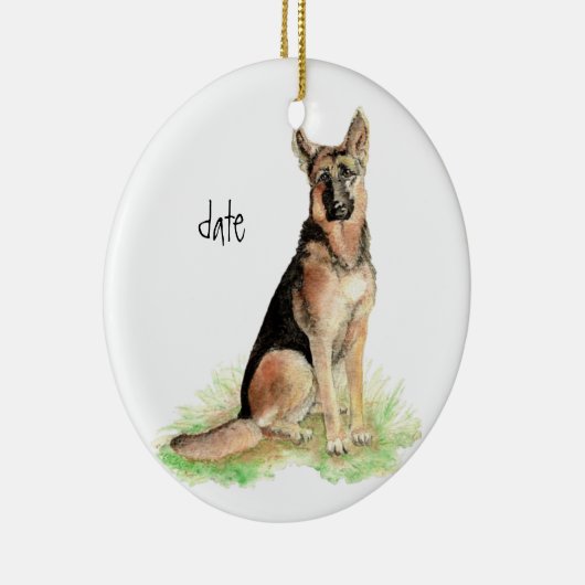 Datierte deutsche Hirte, Hundefütterung, Tier Keramikornament (Rechts)