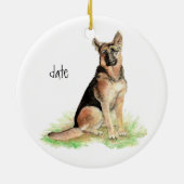 Datierte deutsche Hirte, Hundefütterung, Tier Keramikornament (Hinten)