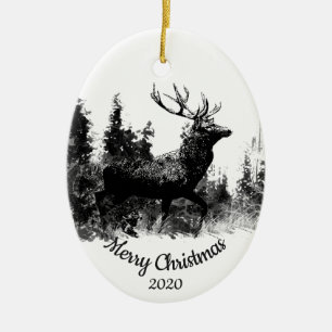Datierte Weihnachten Custom Stag Deer Animal Art Keramikornament