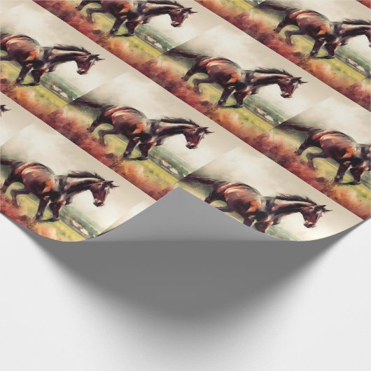 Datierte Weihnachten Running Brown Pferd Geschenkpapier (Ecke)