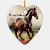 Datierte Weihnachten Running Brown Pferd Keramik Ornament (Rechts)