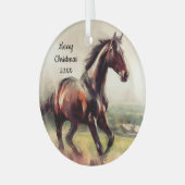 Datierte Weihnachten Running Brown Pferd Ornament Aus Glas (Vorderseite links)