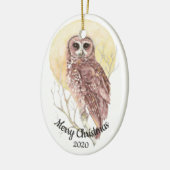 Datierte Weihnachts Custom Watercolor Moon Owl Bir Keramikornament (Links)