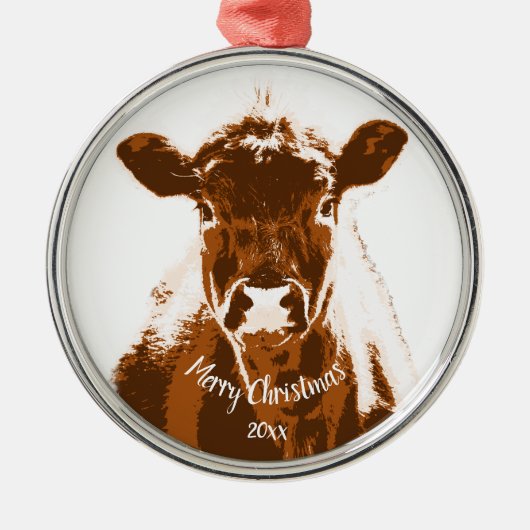Datierte Weihnachtskuhzucht Ornament Aus Metall (Vorne)