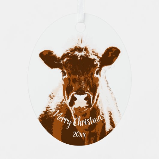 Datierte Weihnachtskuhzucht Ornament Aus Metall (Vorderseite)