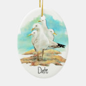 Dating, Aquarellmöwe, Strand, Shore, Vogel Keramik Ornament (Hinten)