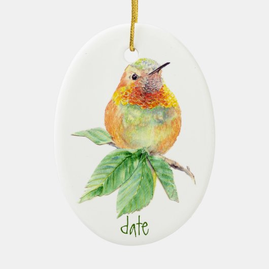 Dating Custom Wassercolor Rufous Hummingbird, Voge Keramik Ornament (Vorne)