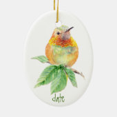 Dating Custom Wassercolor Rufous Hummingbird, Voge Keramik Ornament (Hinten)