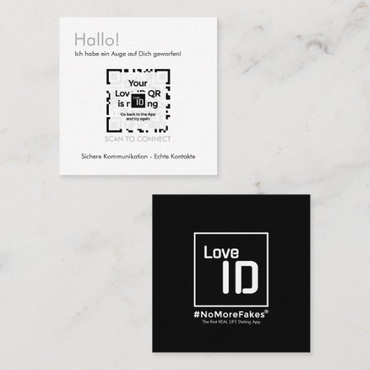 Dating Karte - BLACK - QR - PURE Collection (Vorne/Hinten)