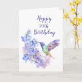 Datum 99. Geburtstag Hummingbird Bird Delphiniums Karte (Gelbe Blume)