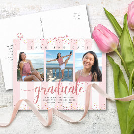 Datum Abschluss Foto moderne Rose Gold Skript gere Einladungspostkarte