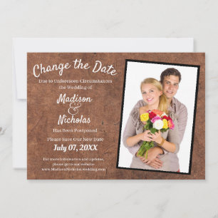 Datum ändern Foto Hochzeit Dunkelbraunes Pergament Save The Date