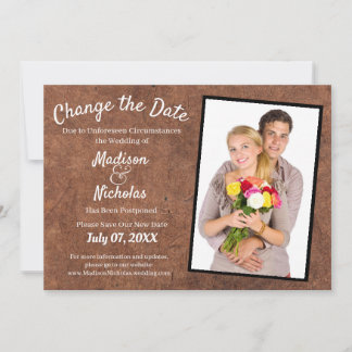 Datum ändern Foto Hochzeit Dunkelbraunes Pergament Save The Date