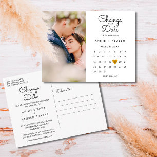 Datum ändern Kalender Gold Liebe Herz Foto Postkarte