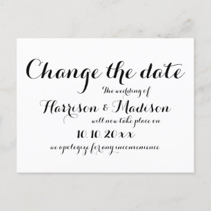 Datum ändern, Kalligrafie-Hochzeit Ankündigungspostkarte
