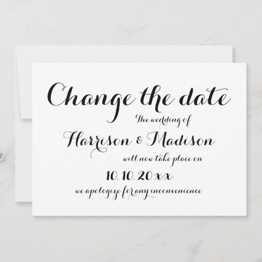 Datum ändern, Kalligrafie-Hochzeitsankündigung Save The Date (Vorderseite)