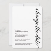 "Datum ändern" Minimalistische Schwarz-Weiß-Hochze Einladung (Vorderseite)