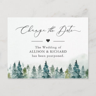 Datum ändern Winterwald Kiefern verschoben Postkarte