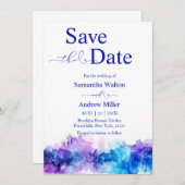 Datum blau und violett speichern einladung (Vorne/Hinten)