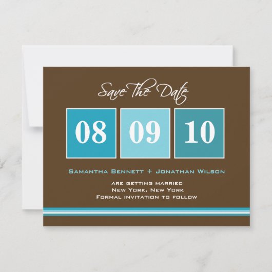 Datum-Blocks Save The Date-Karte - Türkis Date (Vorderseite)