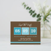 Datum-Blocks Save The Date-Karte - Türkis Date (Stehend Vorderseite)