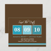 Datum-Blocks Save The Date-Karte - Türkis Date (Vorne/Hinten)