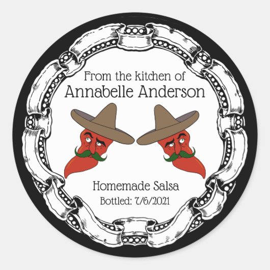 Datum der Anpassung des Salsa-Labels Runder Aufkleber (Vorderseite)